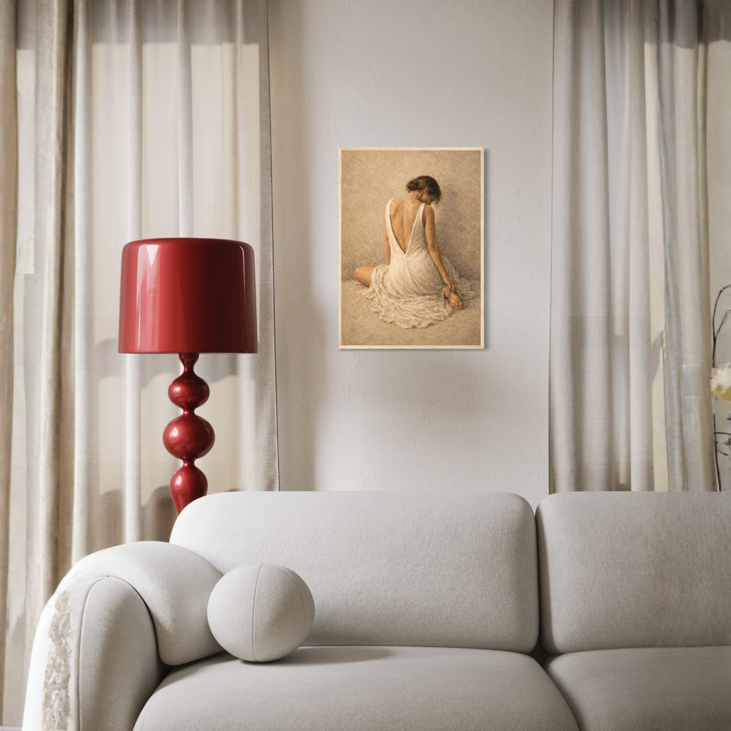 Framed art print titled "STILLNESS, HELD II — Resting" by LunarHeartCo, featuring a serene, abstract design in a black frame.