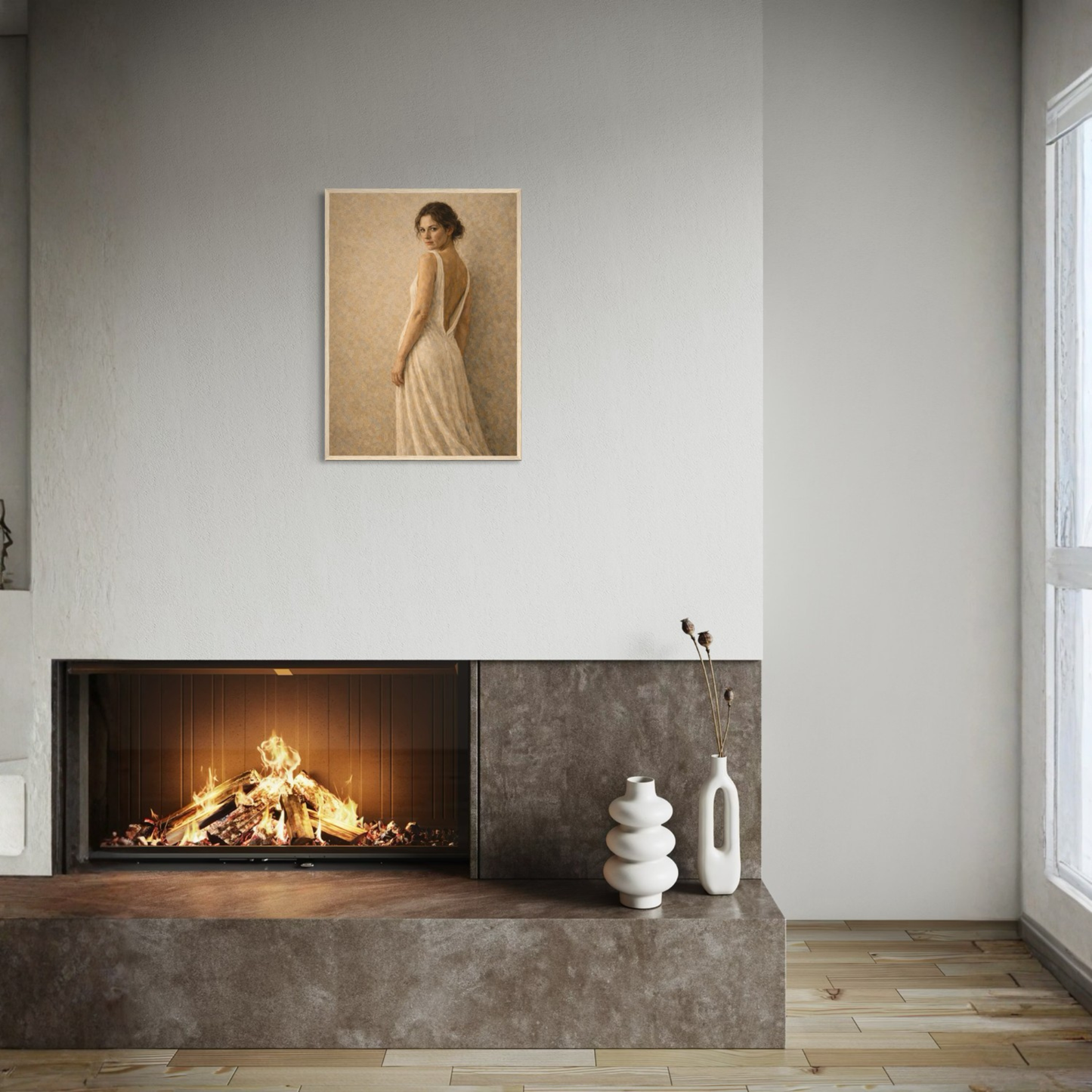 Framed art print "STILLNESS, HELD III — Turning" by LunarHeartCo showcasing abstract, calming artwork in a sleek frame.