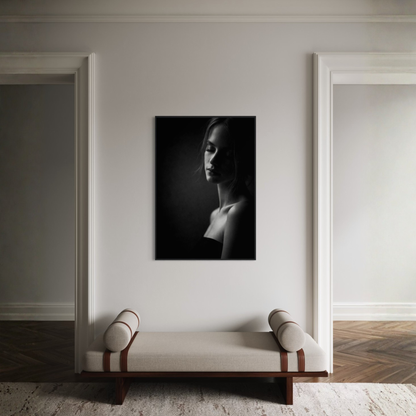 Framed editorial fine art print titled "Stillness" by LunarHeartCo, showcasing a serene, minimalist wall art design.