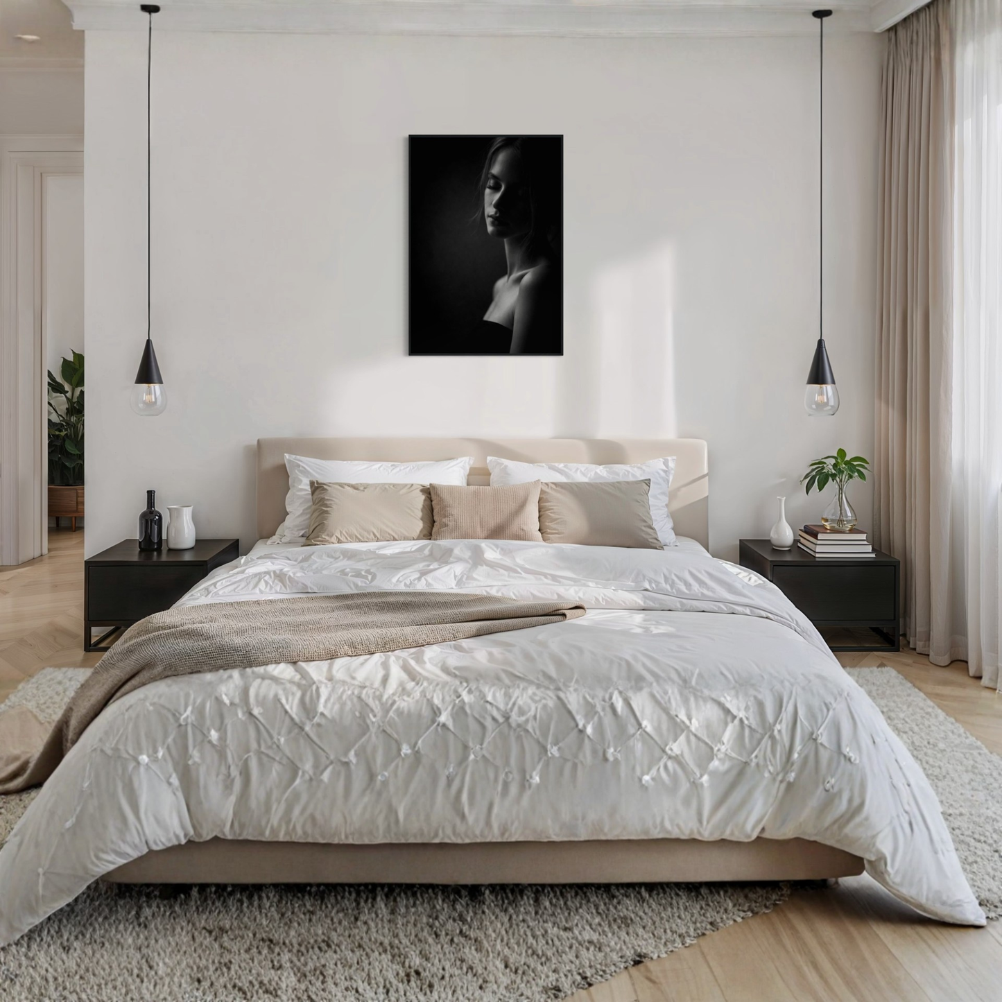 LunarHeartCo Muse IV Stillness framed editorial fine art print, modern wall art with abstract design on white background.