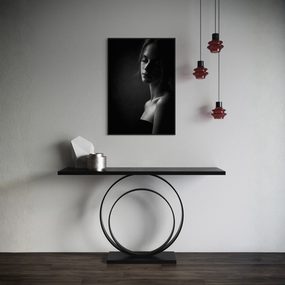 Framed LunarHeartCo Muse IV Stillness fine art print, modern wall art with serene abstract design on white background.