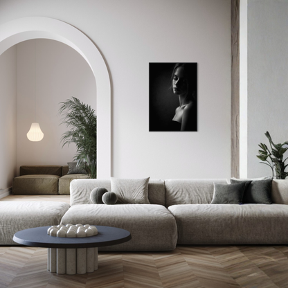Framed editorial fine art print "Stillness" by LunarHeartCo, showcasing a serene, minimalist wall art piece with subtle textures.