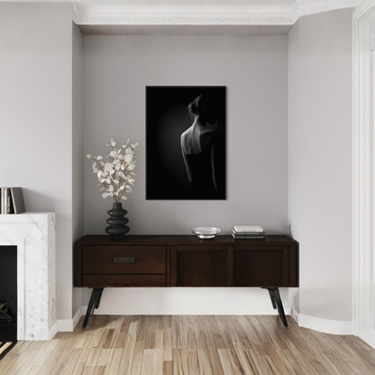 Framed Muse V Withdrawal editorial fine art print by LunarHeartCo, featuring abstract artwork in a sleek frame for wall decor.