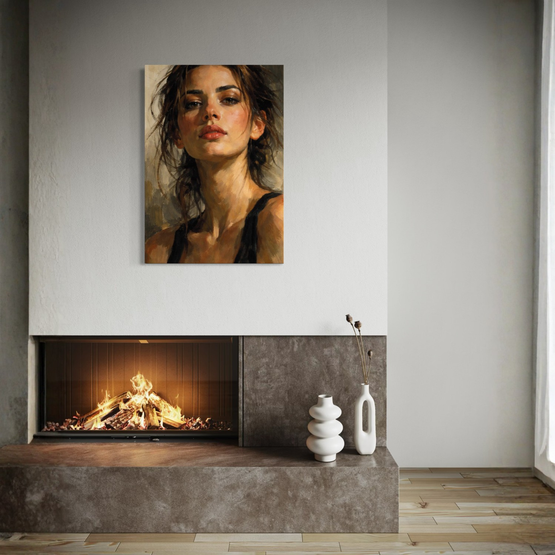 LunarHeartCo FIGURE STUDY II tension canvas art featuring abstract human figure on textured canvas background.