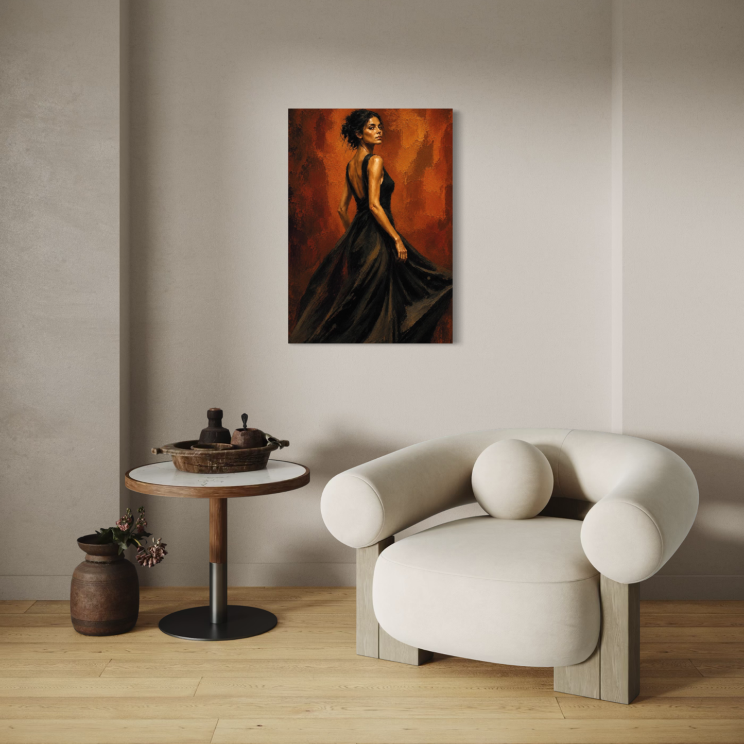 LunarHeartCo Figure Study V Velocity canvas art featuring abstract figure design on textured canvas background.