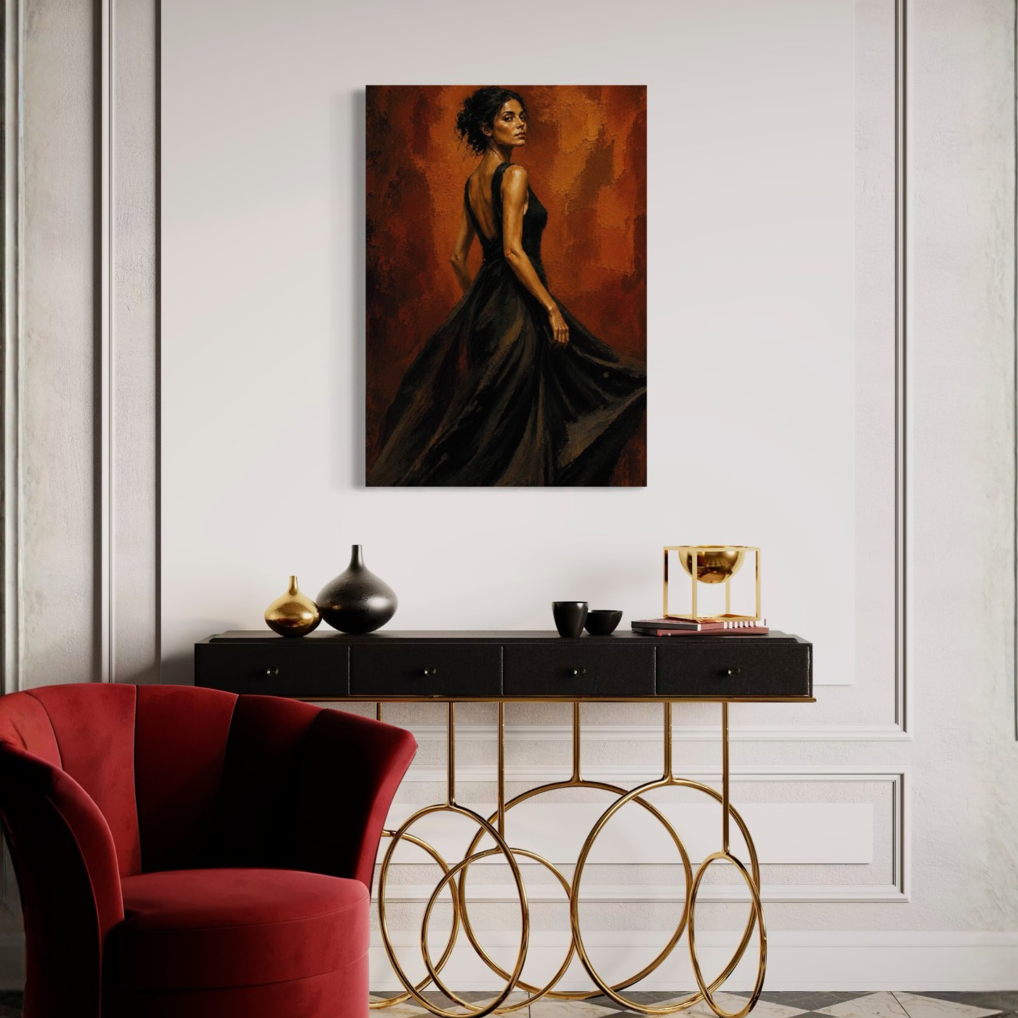 LunarHeartCo Figure Study V Velocity canvas art featuring abstract geometric shapes on a textured canvas background.