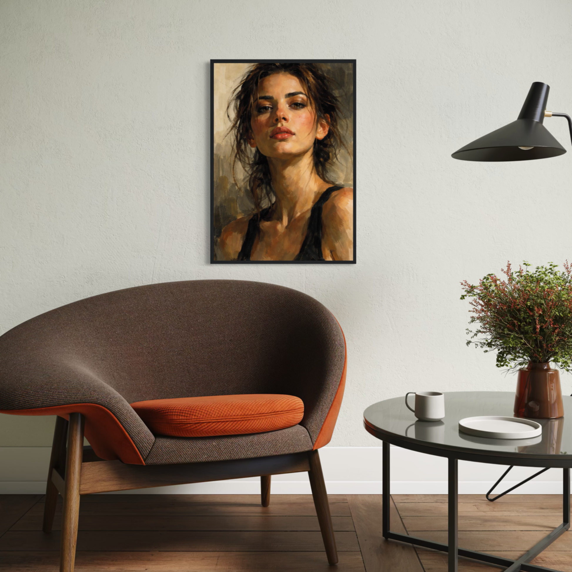 Framed wall art print "Figure Study II — Tension" by LunarHeartCo featuring a minimalist figure drawing with artistic line work.