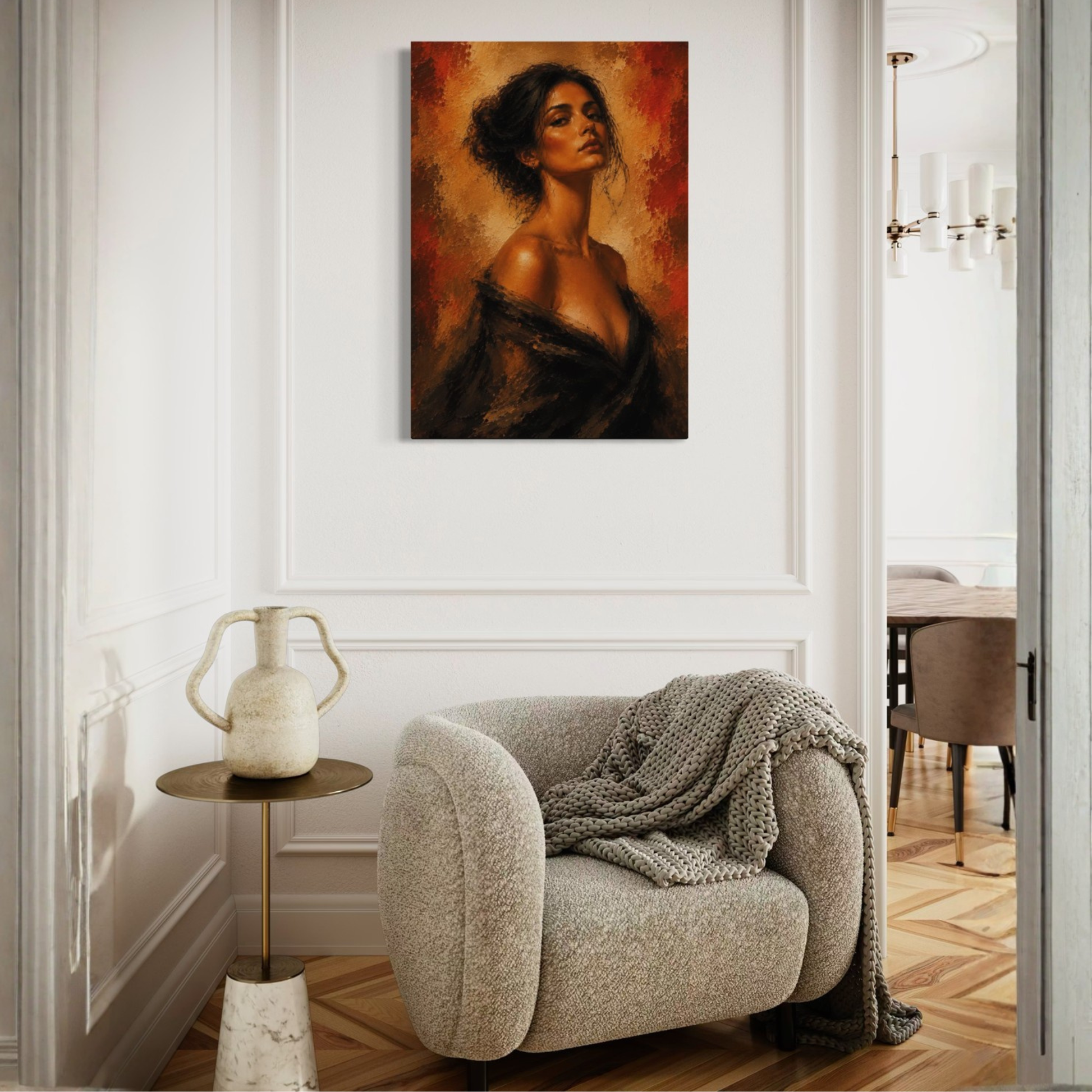 Unbound figure study canvas art by LunarHeartCo, showcasing a detailed, artistic sketch on textured canvas.