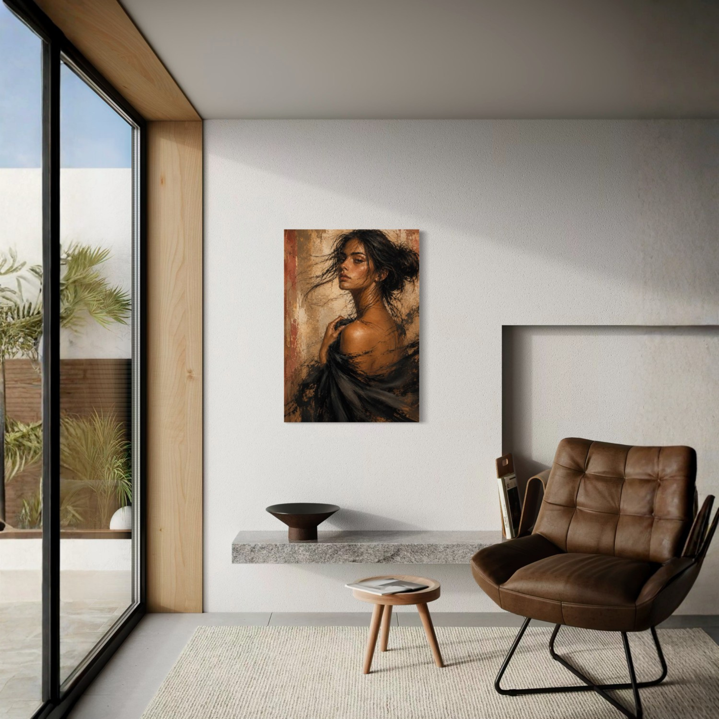 LunarHeartCo Figure Study VII canvas art featuring an abstract, unravelling figure on textured canvas background.