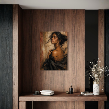 LunarHeartCo Figure Study VII Unravelling canvas art depicting abstract, flowing shapes on a textured canvas background.