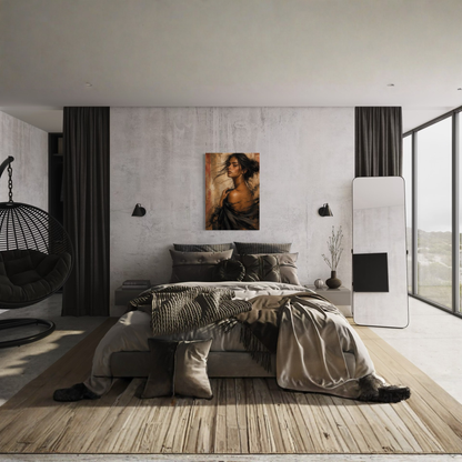 LunarHeartCo FIGURE STUDY VII — Unravelling canvas art featuring abstract figure design on a textured canvas background.