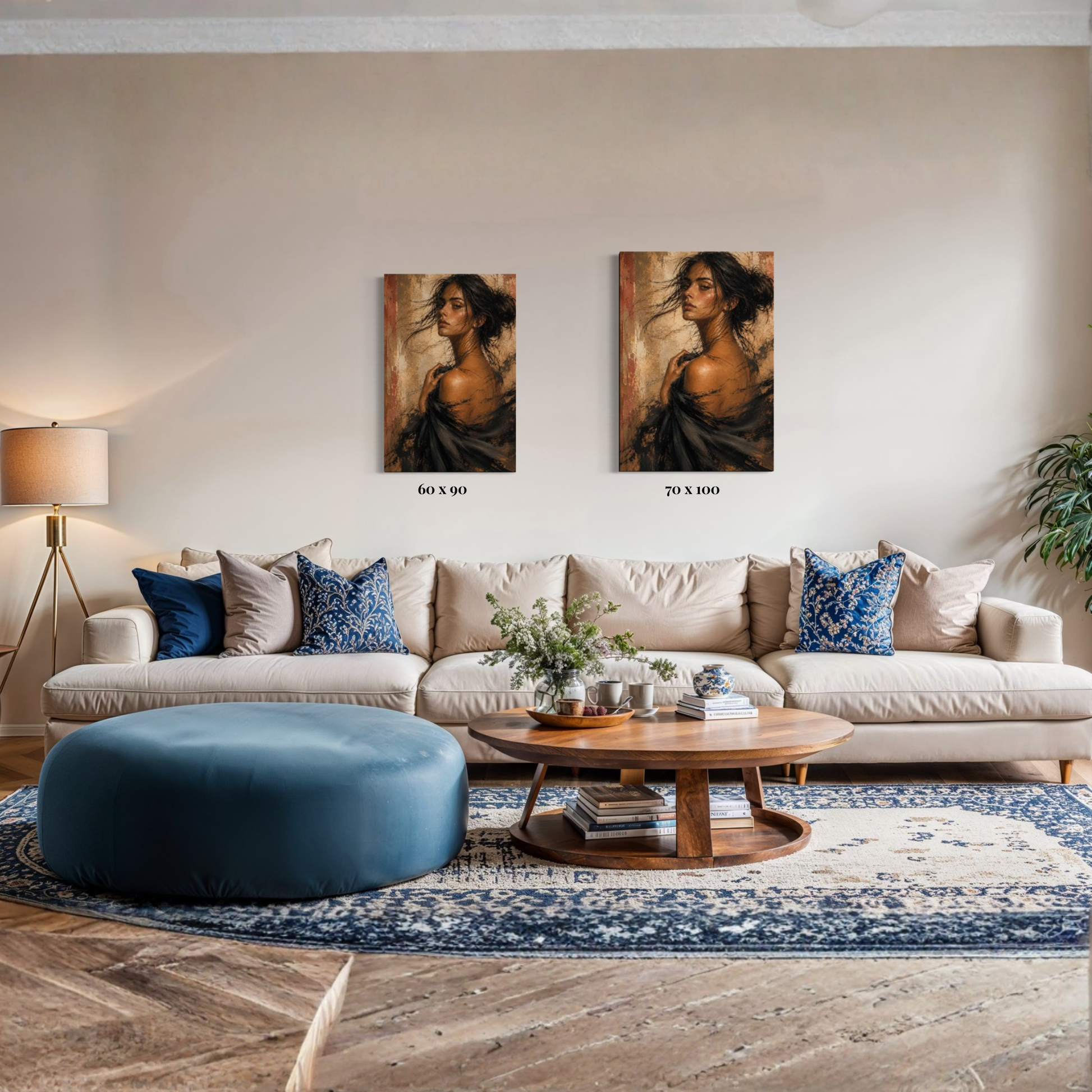 LunarHeartCo figure study VII canvas art featuring abstract, textured design on a large stretched canvas for modern wall decor.