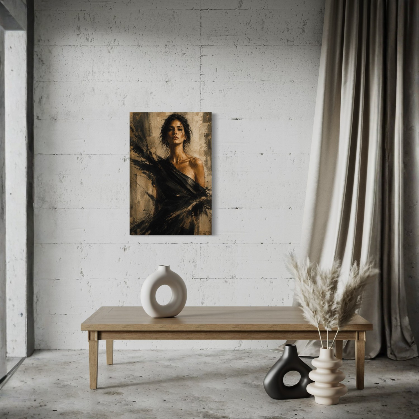 LunarHeartCo Figure Study VIII resistance canvas art featuring abstract human figure on textured canvas background.