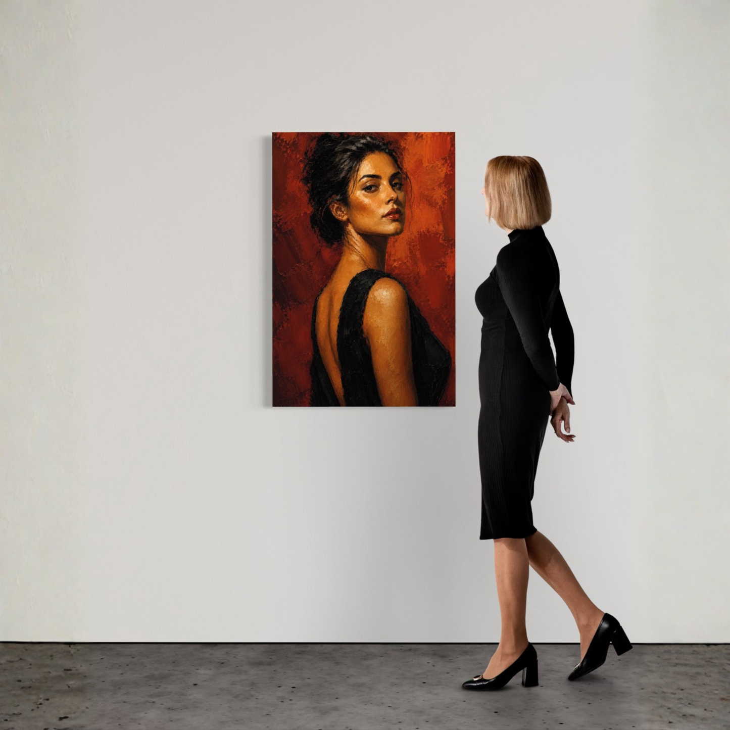 LunarHeartCo Figure Study IV canvas art depicting abstract human form on textured canvas artwork.