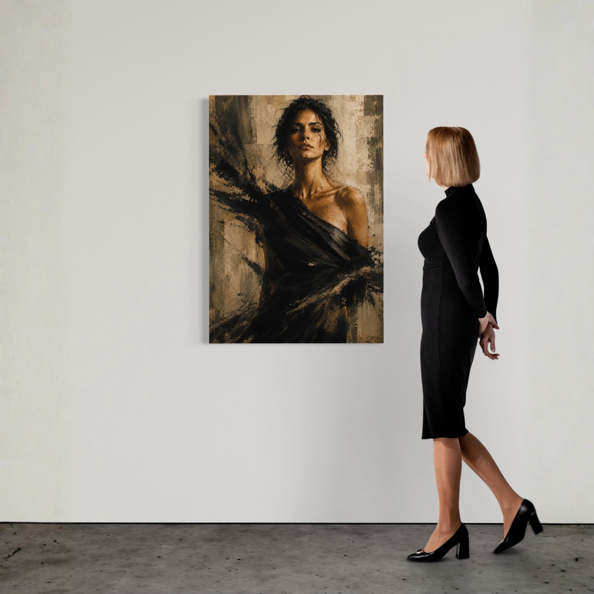LunarHeartCo Figure Study VIII resistance canvas art showing detailed figure sketch on textured canvas background.