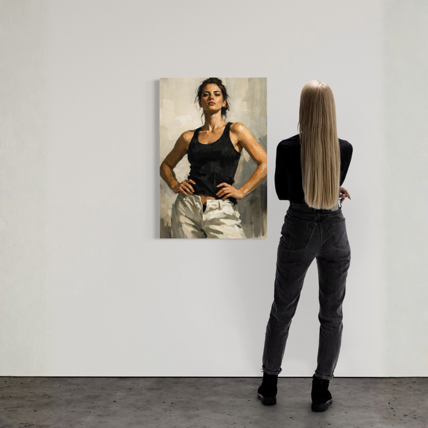 LunarHeartCo Figure Study I grounded canvas art featuring a detailed sketch of a human figure on a neutral background