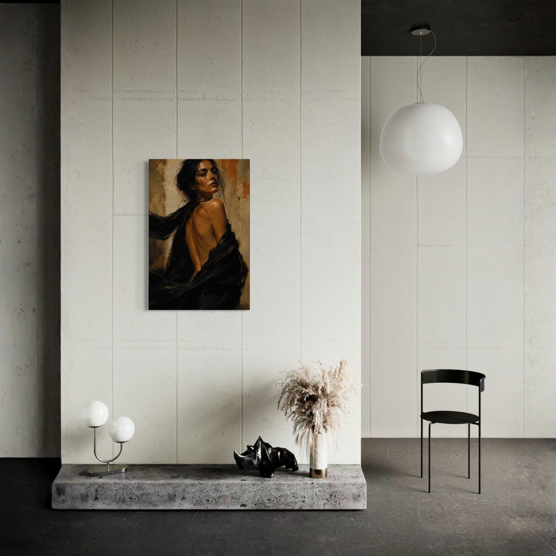 LunarHeartCo Figure Study X—Resolve canvas art featuring abstract human figure in muted tones, modern art piece on canvas.