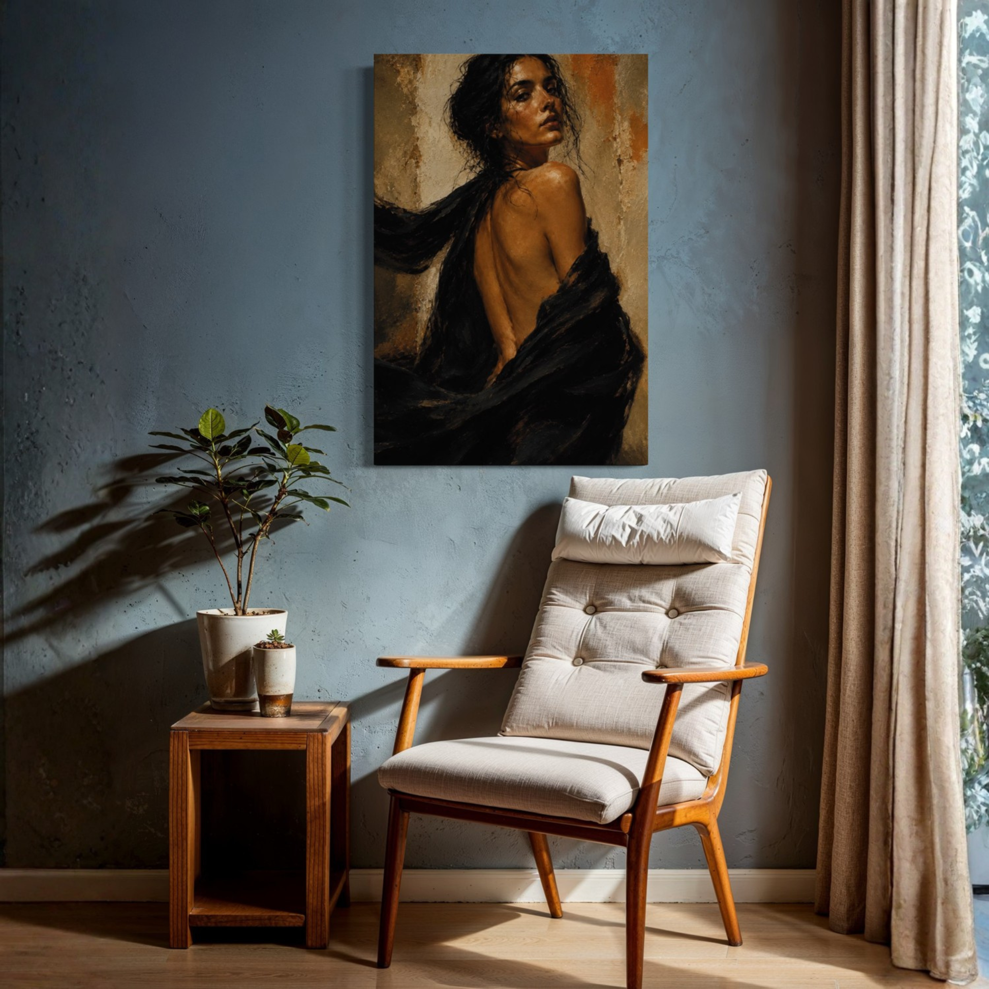 LunarHeartCo Figure Study X—Resolve canvas art featuring abstract figure design on textured canvas background.