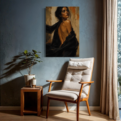 LunarHeartCo Figure Study X—Resolve canvas art featuring abstract figure design on textured canvas background.