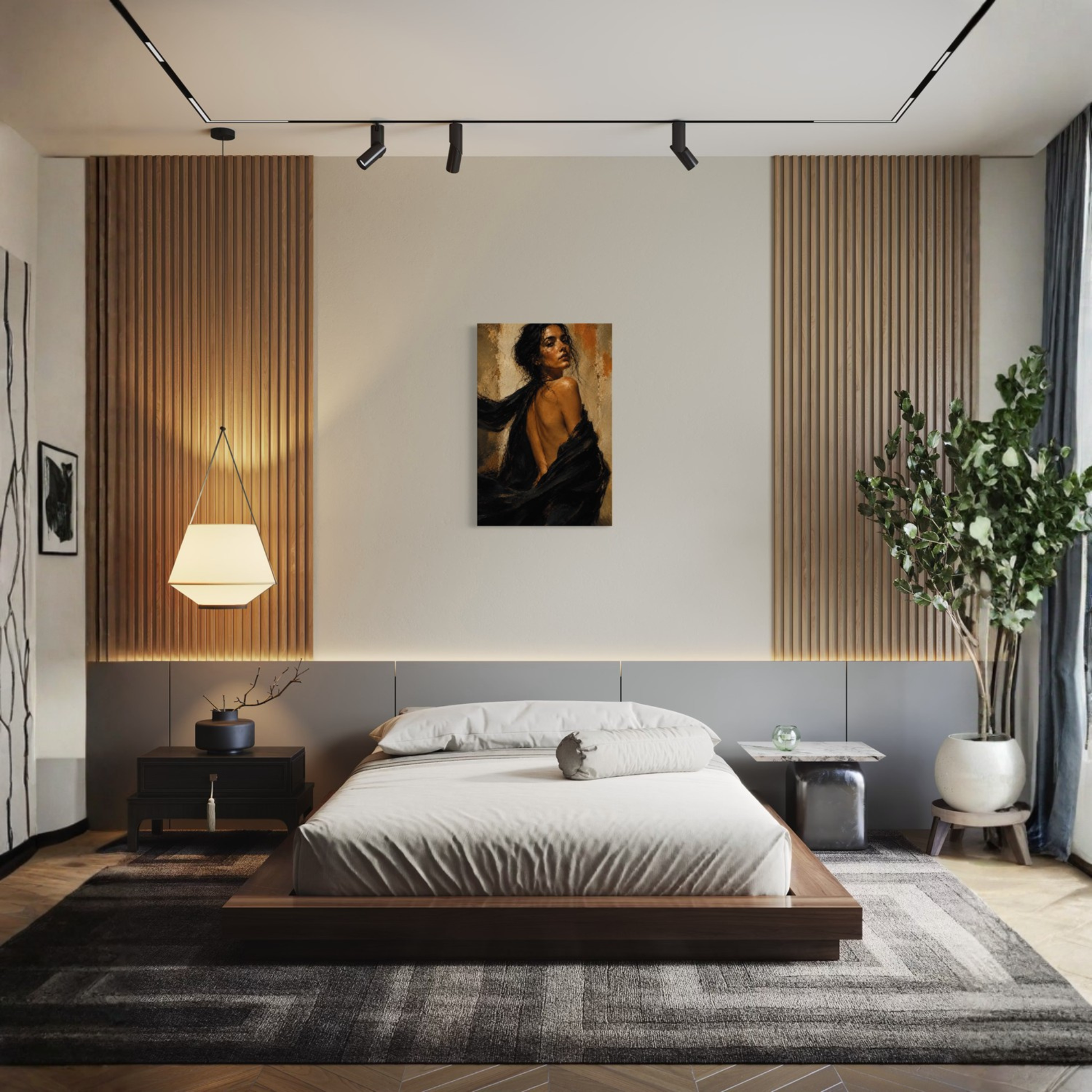 LunarHeartCo FIGURE STUDY X— Resolve canvas art depicting a detailed abstract figure on a textured canvas background.