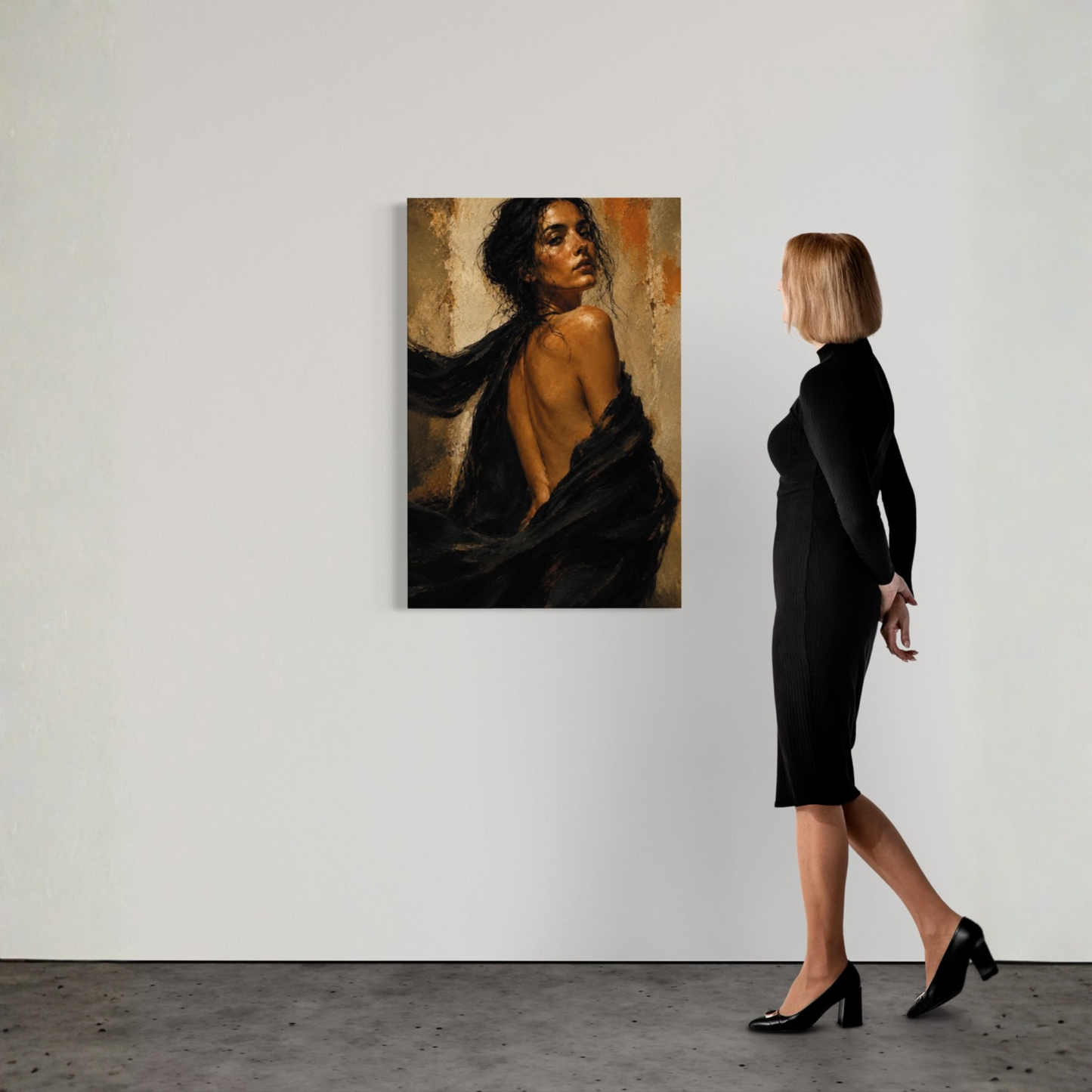 LunarHeartCo Figure Study X—Resolve canvas art featuring an abstract figure study on a textured canvas.