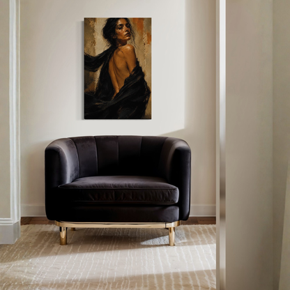 LunarHeartCo Figure Study X—Resolve canvas art featuring abstract design with muted tones on a textured canvas background.