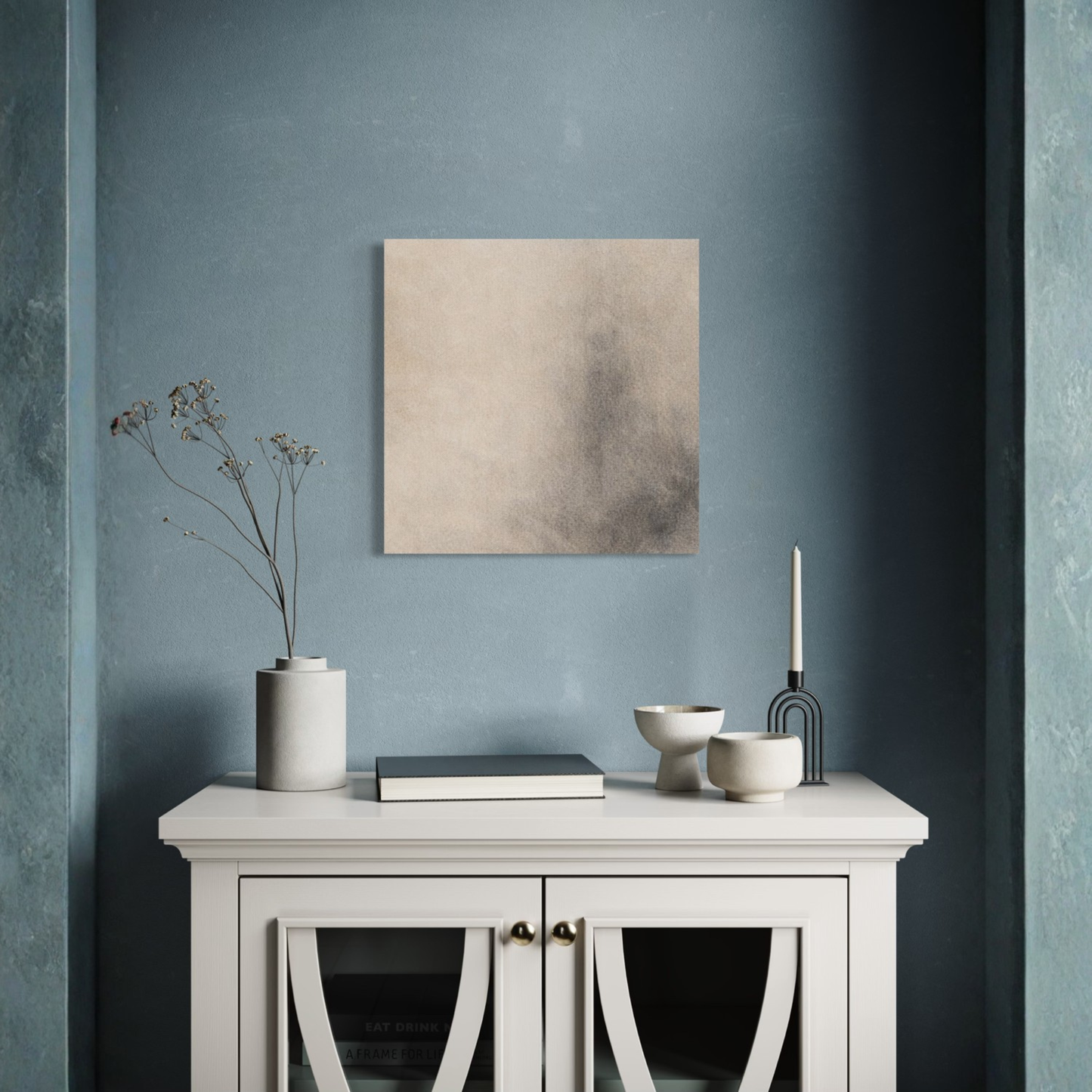 LunarHeartCo Mineral Drift I field canvas art, 16x16 inches, featuring abstract mineral-inspired design on a textured canvas.