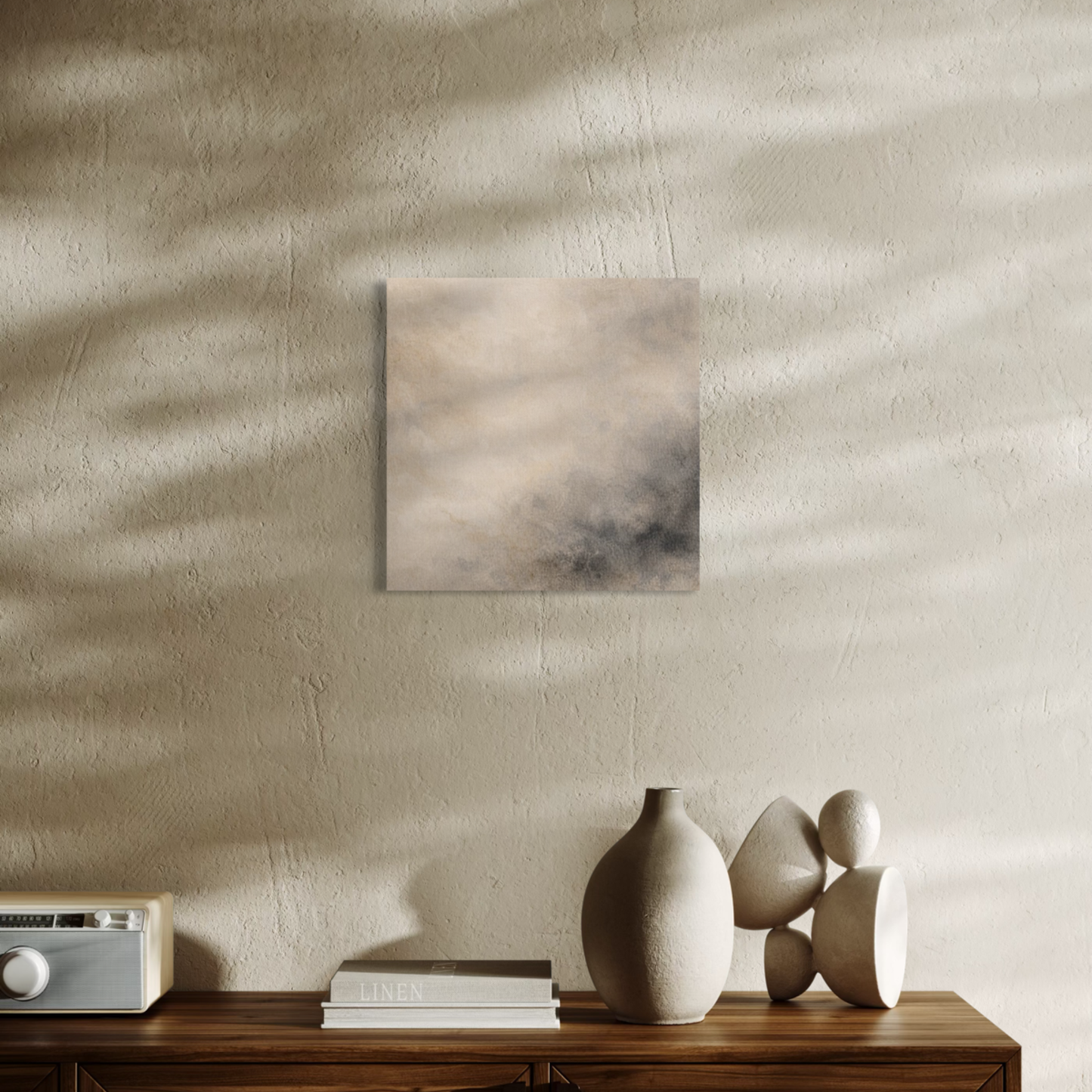 LunarHeartCo Mineral Drift II canvas art, 16x16 inches, featuring abstract mineral-inspired design on a modern canvas.