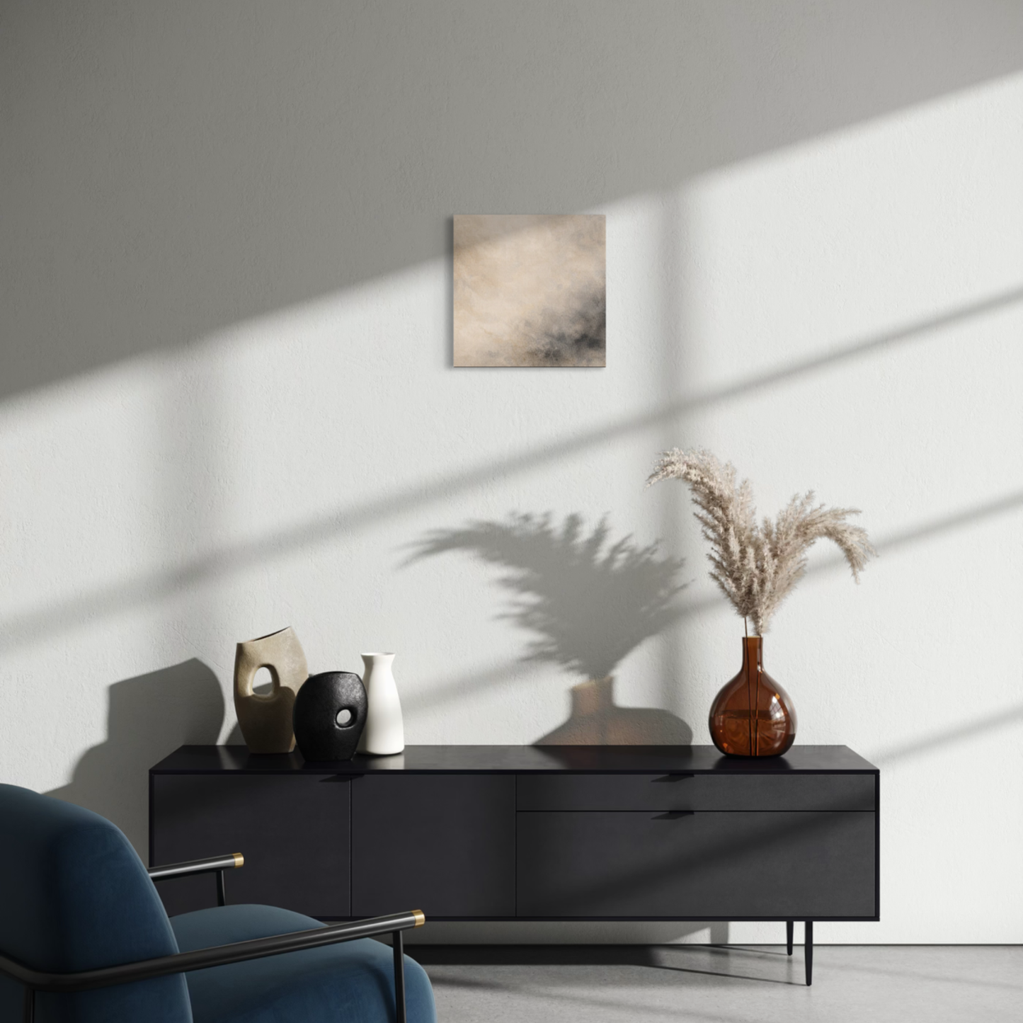 LunarHeartCo Mineral Drift II canvas art, 16x16 inches, featuring abstract mineral-inspired design on stretched canvas.