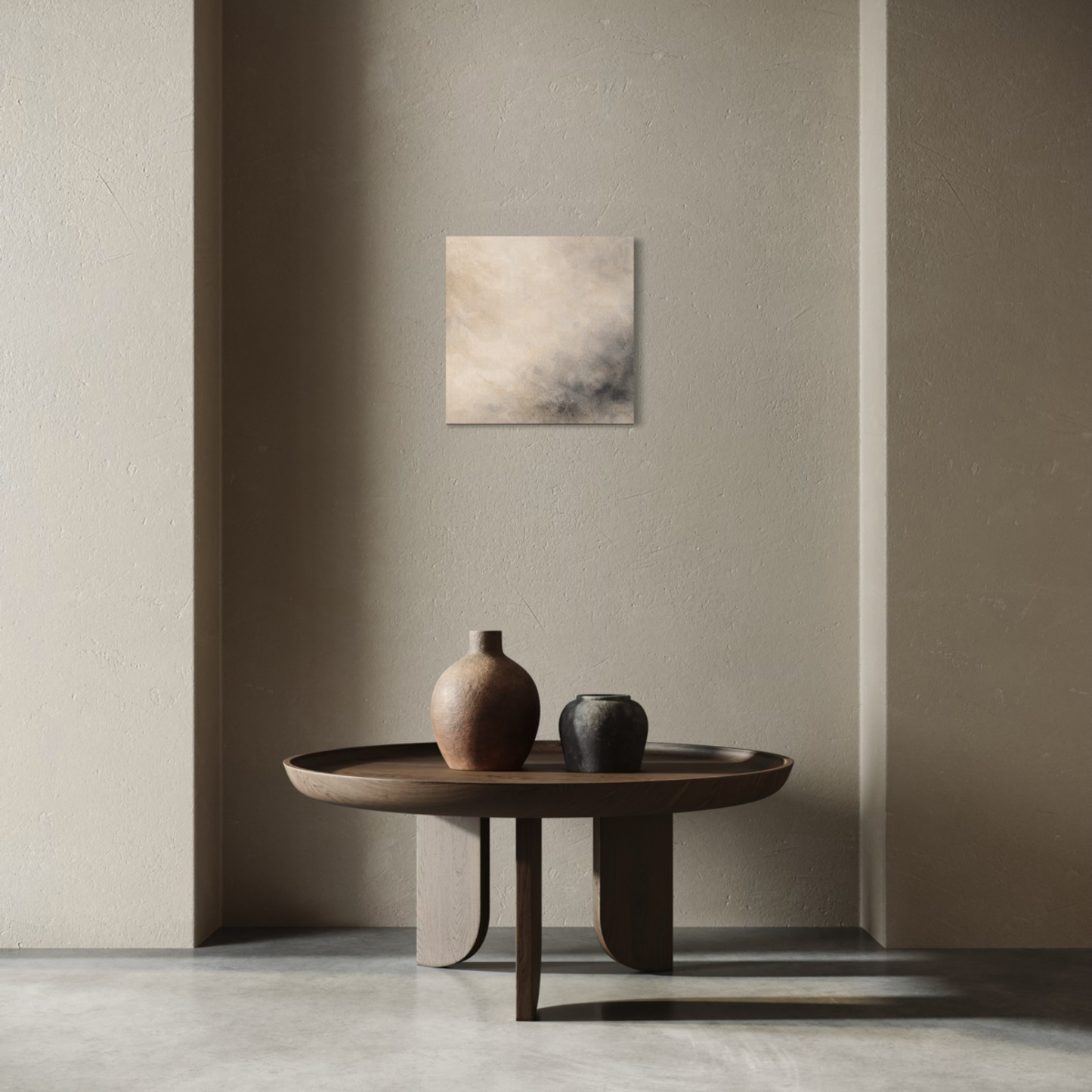 LunarHeartCo Mineral Drift II canvas art in 16x16 inches featuring abstract mineral-inspired design on a modern wall art piece.