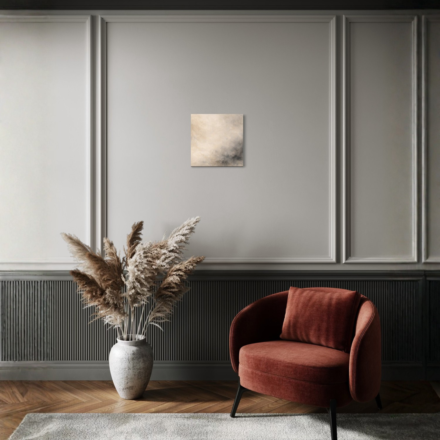 LunarHeartCo Mineral Drift II canvas art, 16x16 inches, featuring abstract mineral-inspired design on textured canvas.