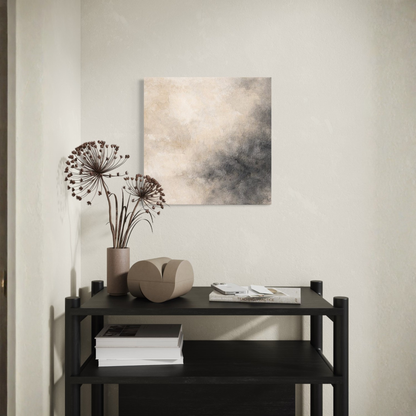 LunarHeartCo Mineral Drift III ground canvas art, 16x16 inches, featuring abstract mineral-inspired design in earthy tones.
