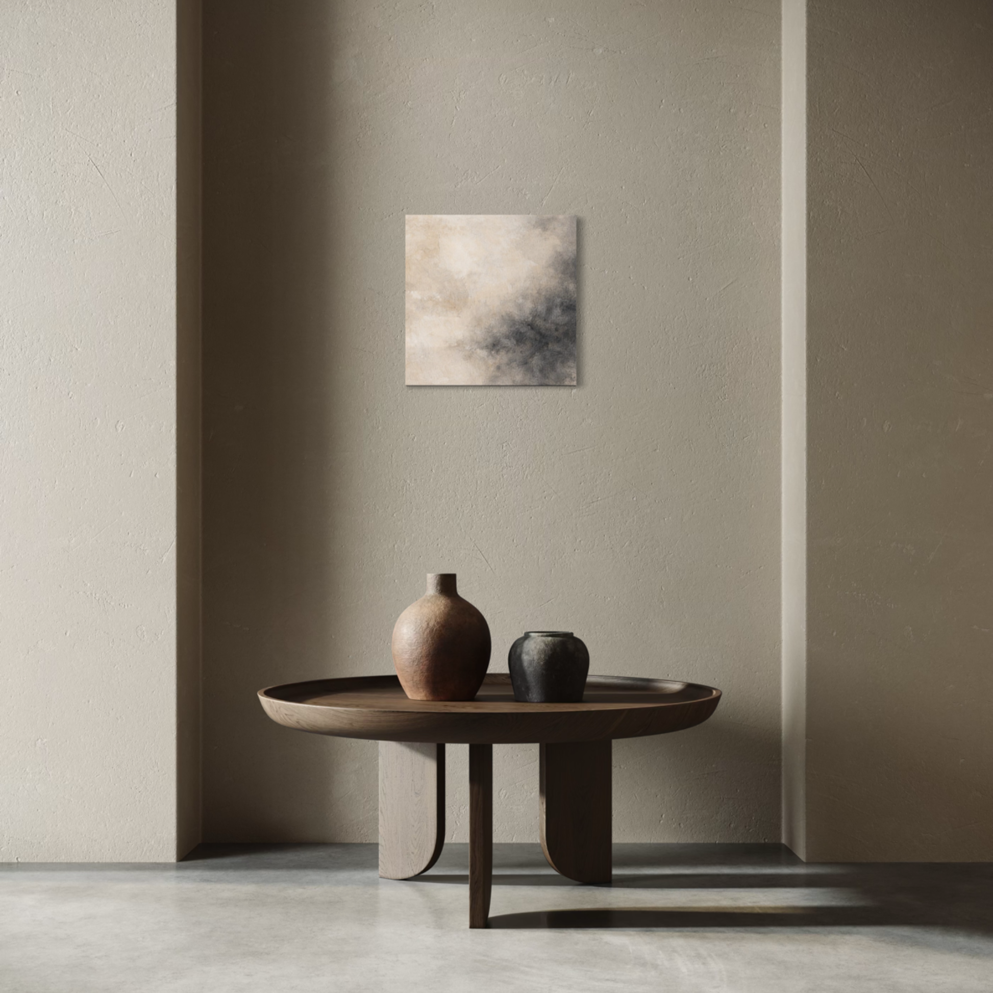 LunarHeartCo Mineral Drift III ground canvas art featuring abstract earthy tones and textured surface in a 16x16 inch size.