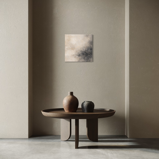 LunarHeartCo Mineral Drift III ground canvas art featuring abstract earthy tones and textured surface in a 16x16 inch size.