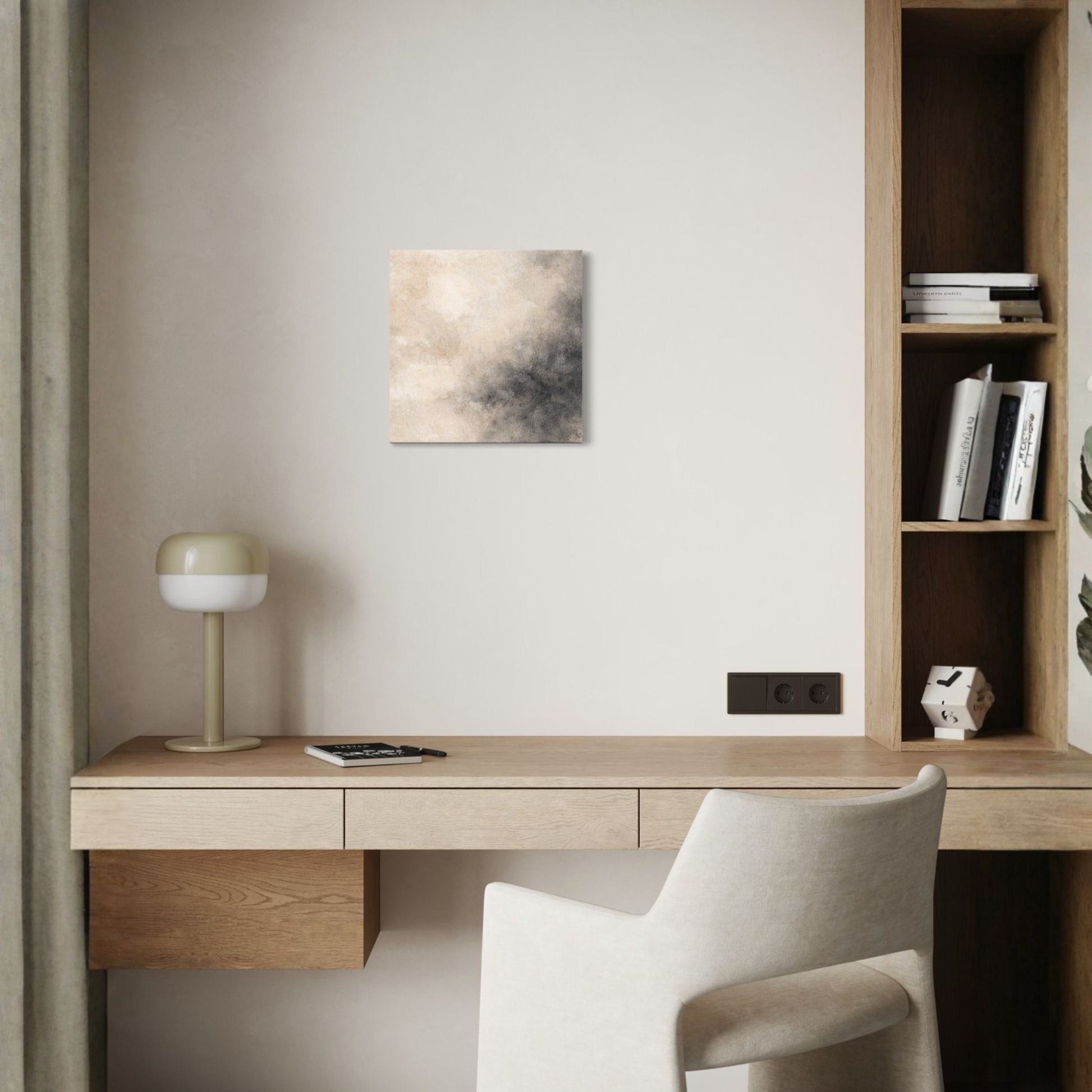LunarHeartCo Mineral Drift III ground canvas art, 16x16 inches, featuring abstract earthy tones and textured design.