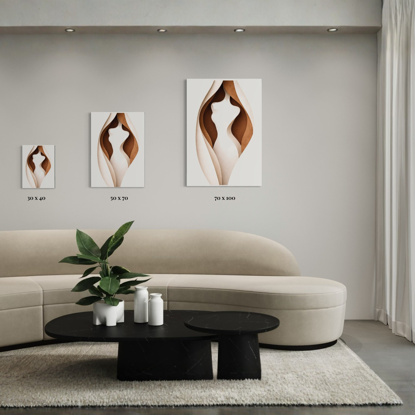 LunarHeartCo Body Cut I sculptural print wall art featuring abstract, modern design in neutral tones on a white background.