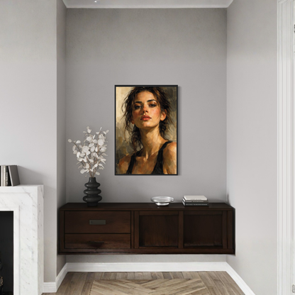 Framed wall art print of a figure study titled "Tension" by LunarHeartCo featuring a detailed human figure drawing.