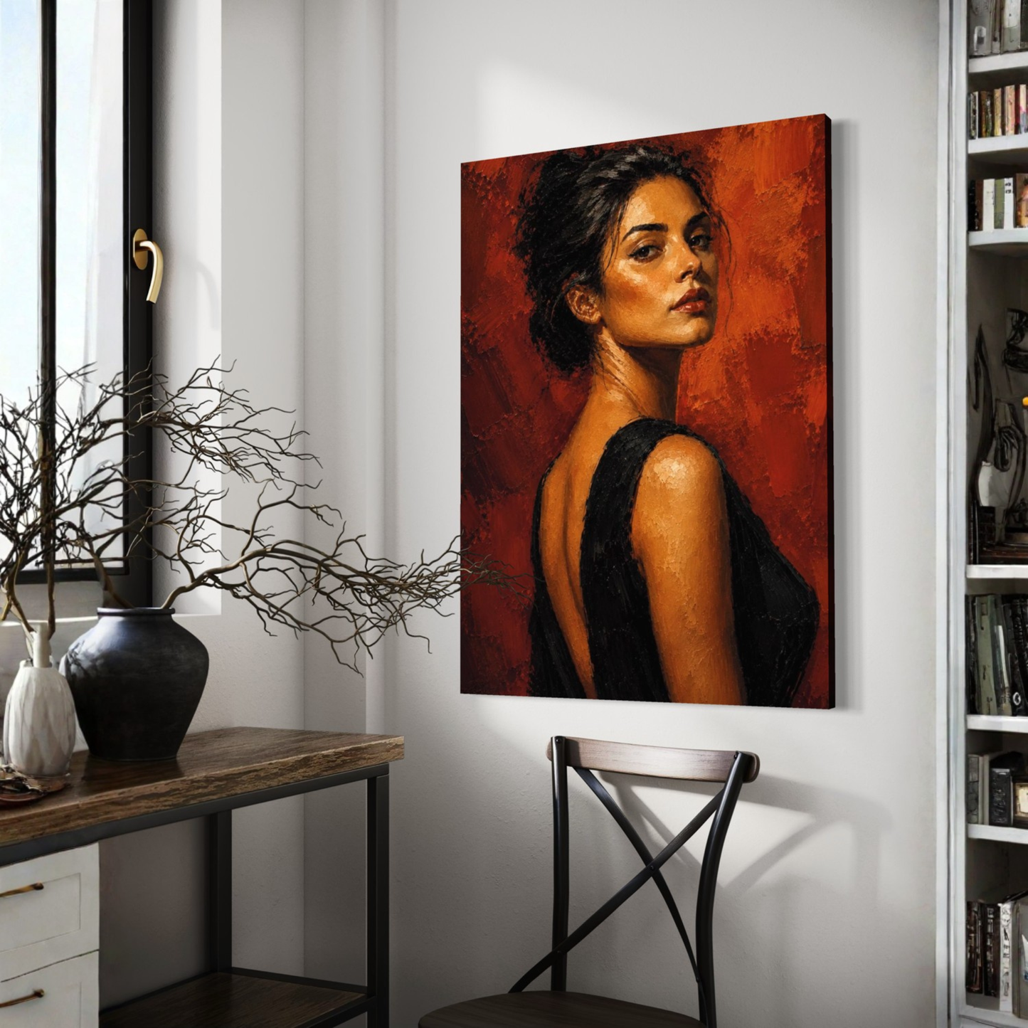 LunarHeartCo FIGURE STUDY IV canvas art depicting a contemplative human figure on textured canvas artwork.