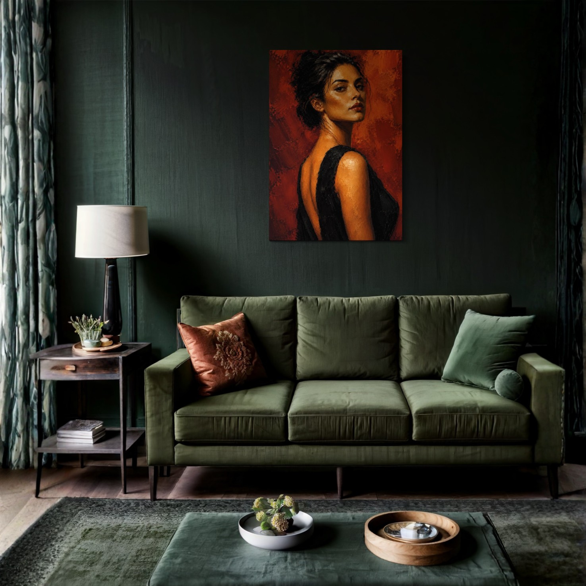 LunarHeartCo FIGURE STUDY IV canvas art depicting a contemplative human figure on a textured canvas.