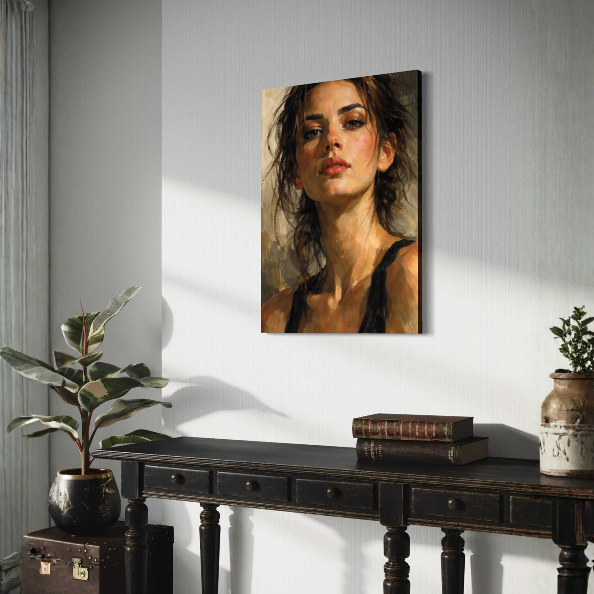 LunarHeartCo FIGURE STUDY II tension canvas art featuring abstract human figure in neutral tones