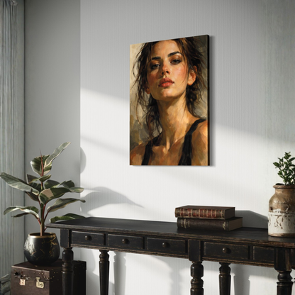 LunarHeartCo FIGURE STUDY II tension canvas art featuring abstract human figure in neutral tones