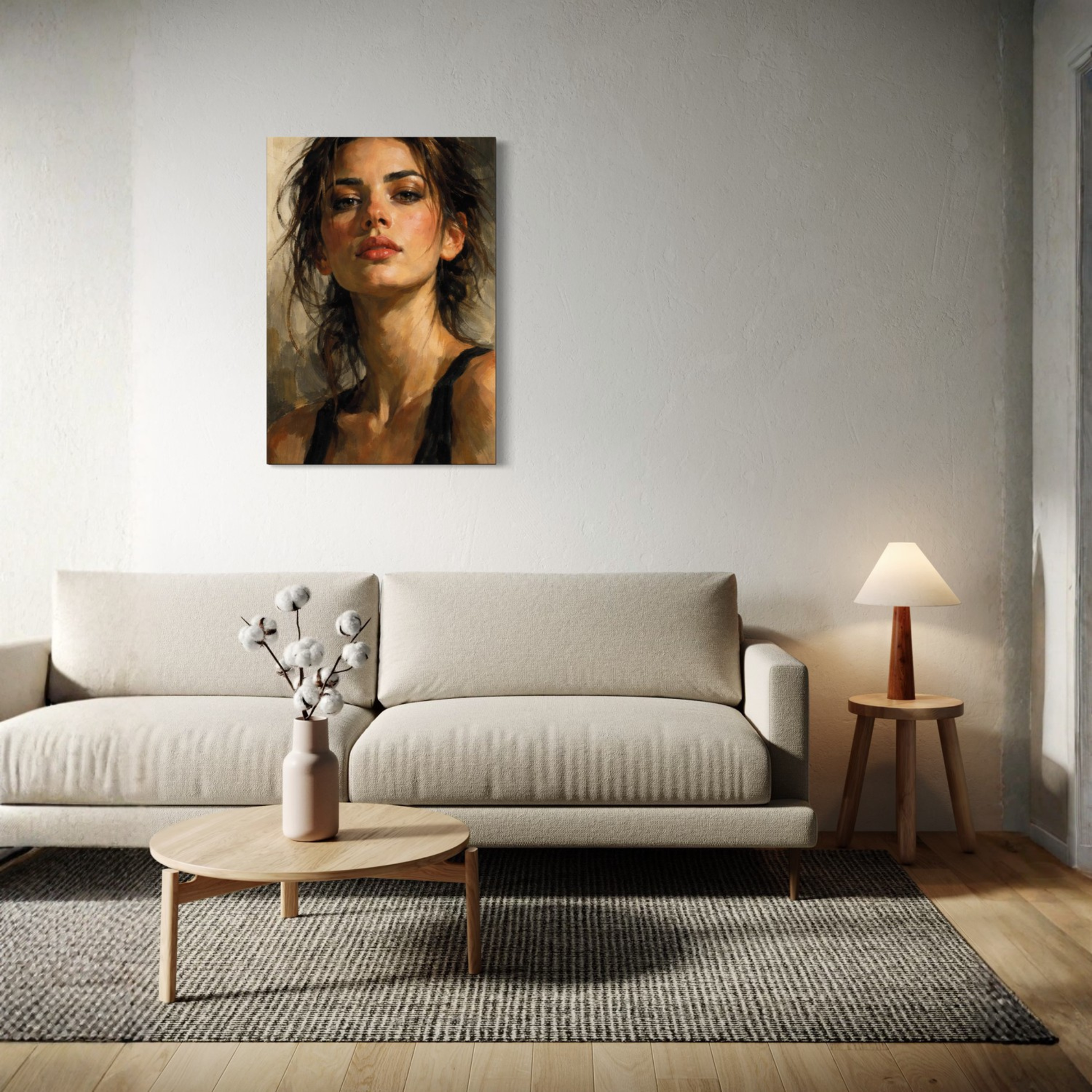 LunarHeartCo FIGURE STUDY II tension canvas art featuring abstract human figure on a neutral background.