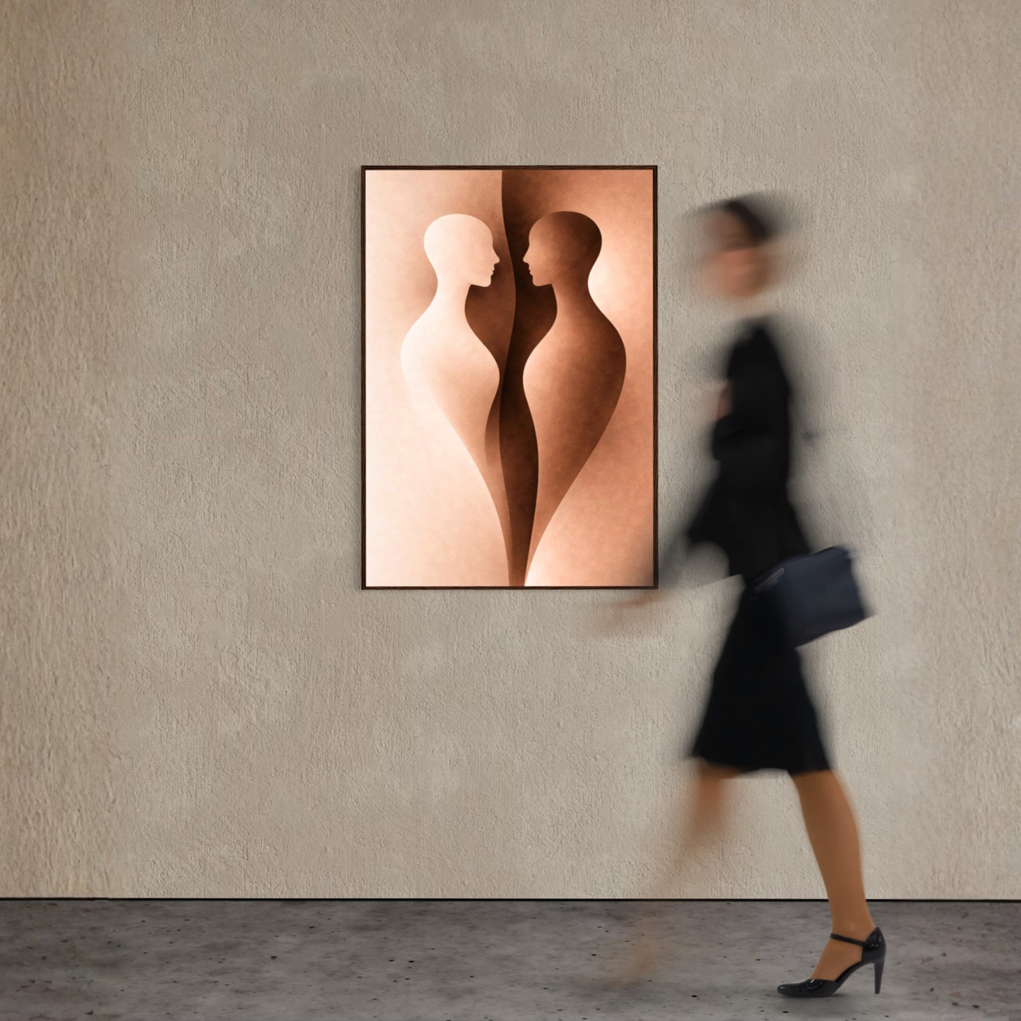 LunarHeartCo Internal Form I—Proximity framed art with abstract design in a sleek frame, modern wall decor.