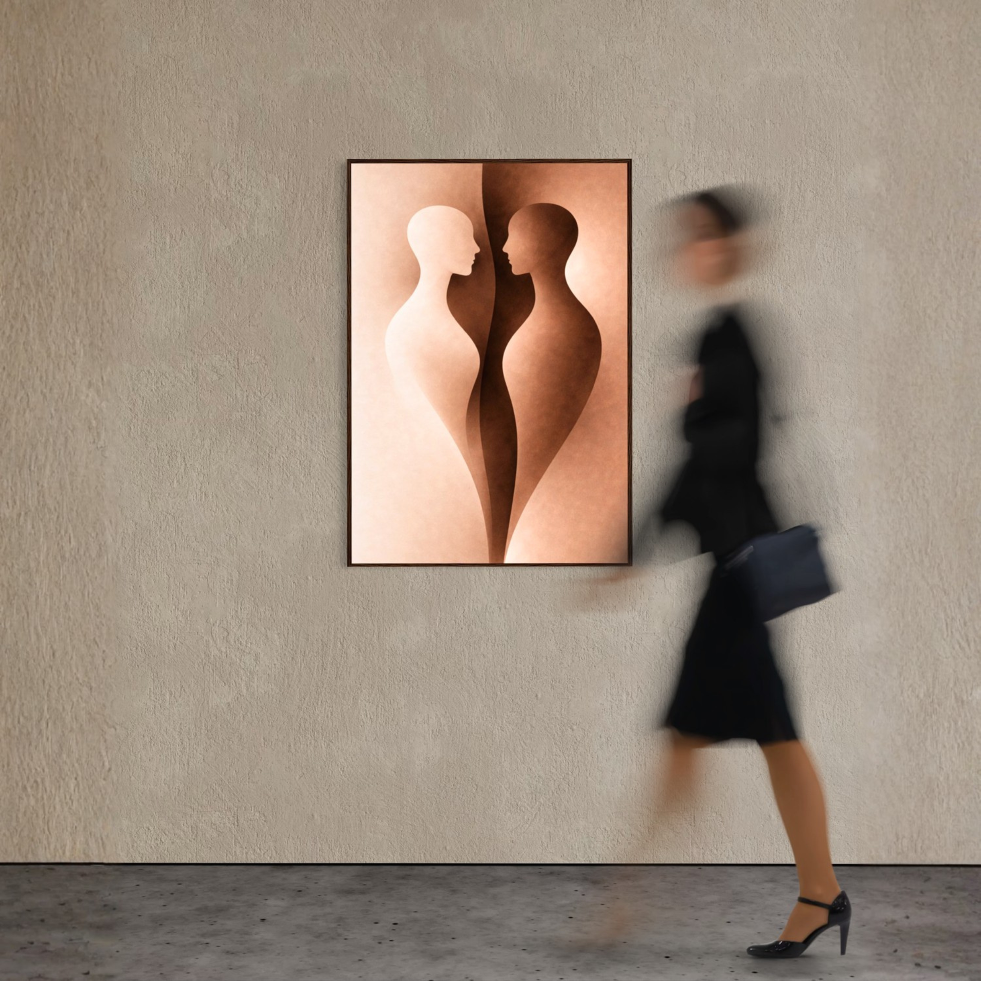 LunarHeartCo Internal Form I—Proximity framed art with abstract design in a sleek frame, modern wall decor.