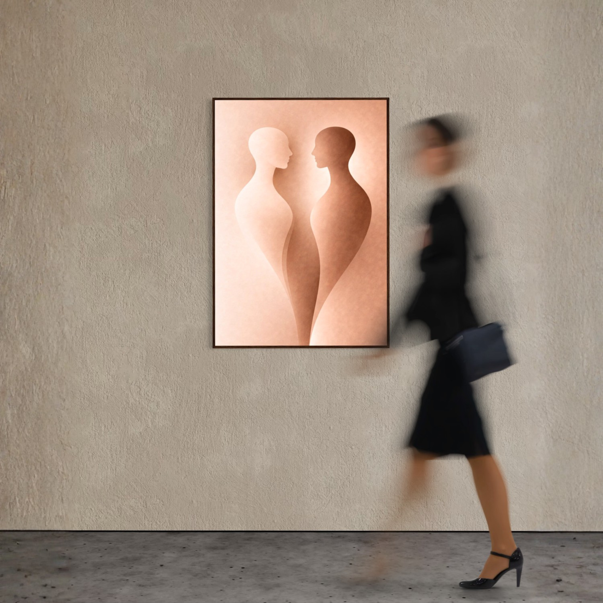 Framed art print "Internal Form II — Alignment" by LunarHeartCo featuring abstract geometric shapes in neutral tones.