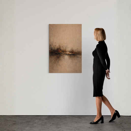 Horizon Fracture canvas art by LunarHeartCo featuring abstract geometric design in cool tones, modern wall decor.