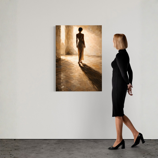 LunarHeartCo Light Study II canvas art depicting a subtle passage of light with abstract, soft-toned design on textured canvas.
