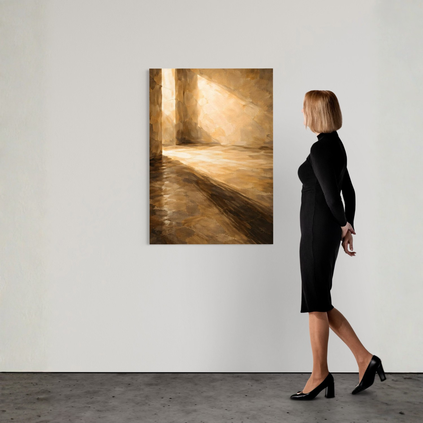 LunarHeartCo Light Study IV residual light canvas art featuring abstract, soft glowing light patterns on textured canvas.