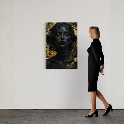 LunarHeartCo SILENT POWER II canvas art featuring an abstract design on a rectangular alignment canvas for home decor.