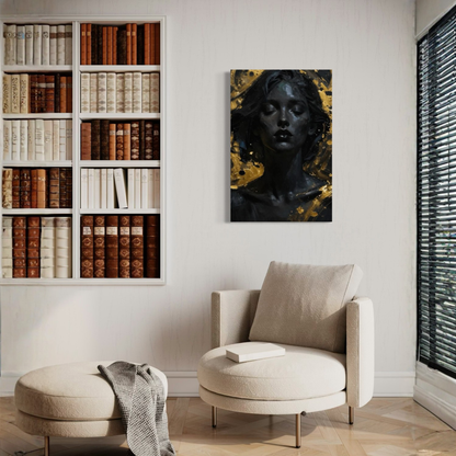 LunarHeartCo SILENT POWER II alignment canvas art with abstract design in neutral tones, suitable for modern home decor.